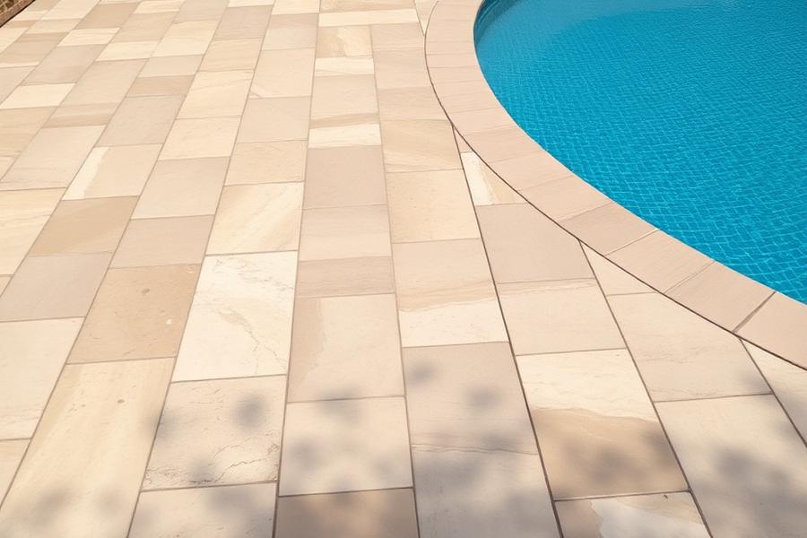 Paver patio and pool deck after cleaning
